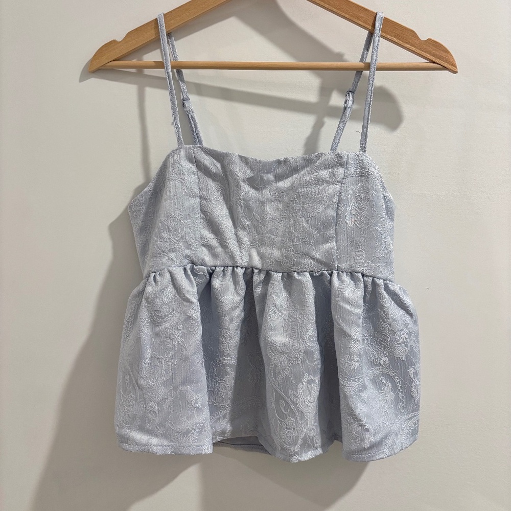 Baby Blue Floral Print Babydoll Camisole Top